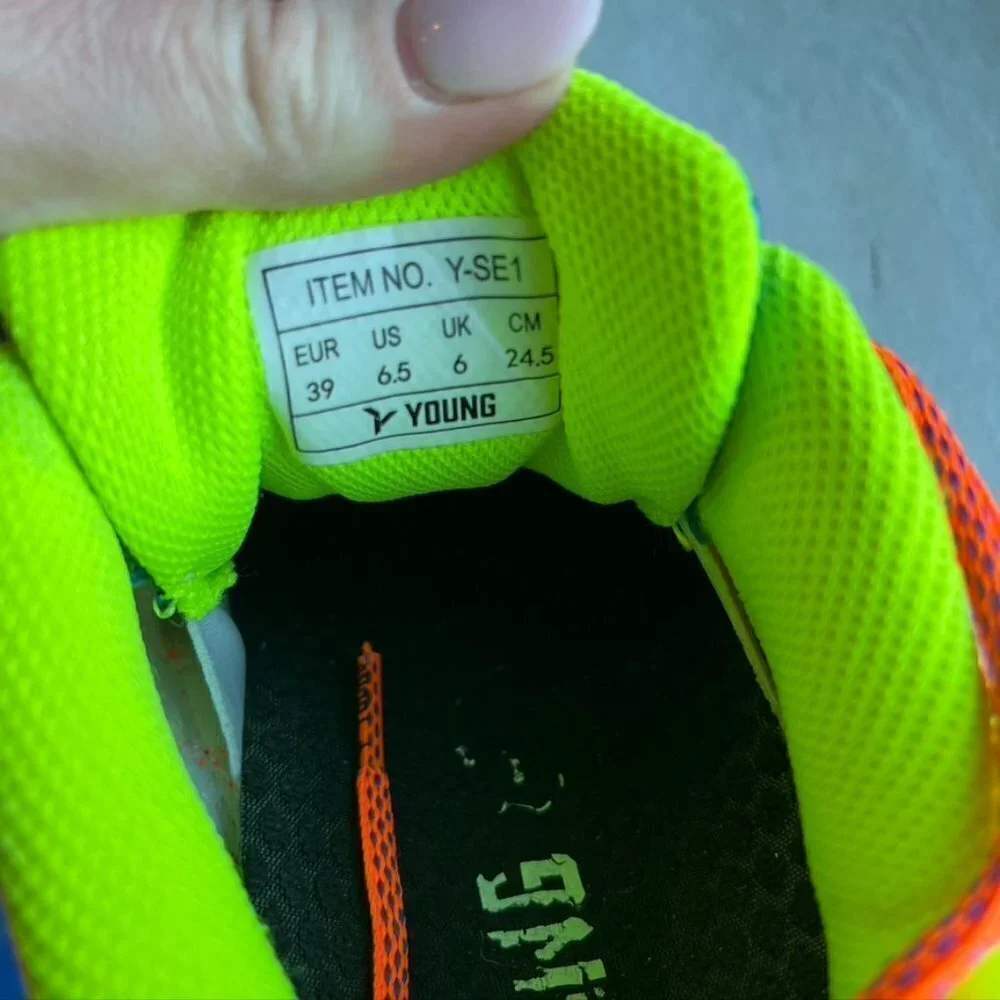 ** Young Neon Blue Orange Pickleball Volleyball Shoes Sneakers mens 6.5 Womens 8